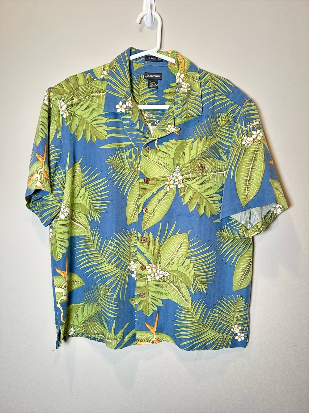 Men’s Tropical Print Short-Sleeve island Shirt St. John Bay size L